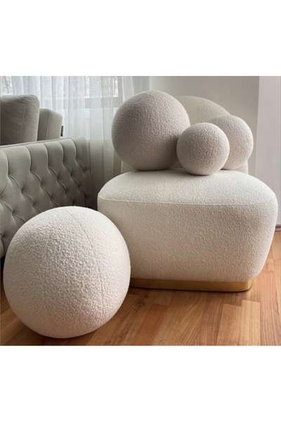 oiphome Pernă cu bile de pluș ecru dimensiune mare xxl