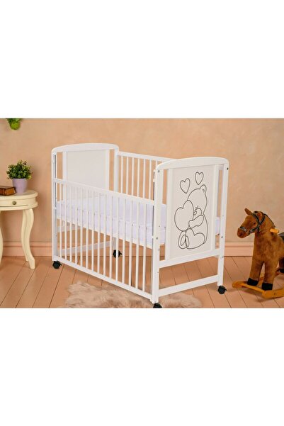 Qmini Patut din lemn, 120x60 cm, Cu laterala culisanta, Din lemn de pin si md...