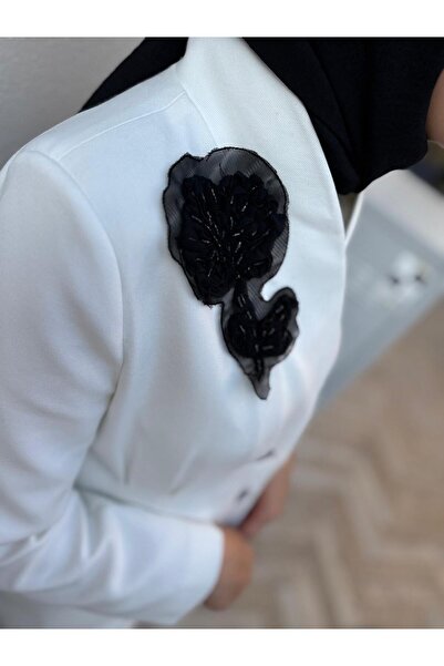 Venöve 26Fwcek0036 Embroidered Bolly Women's Jacket White