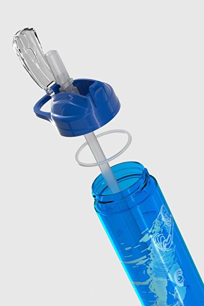 Renga Falcon Sport Patterned 630 ml Tritan Flask with Straw 912016 Blue