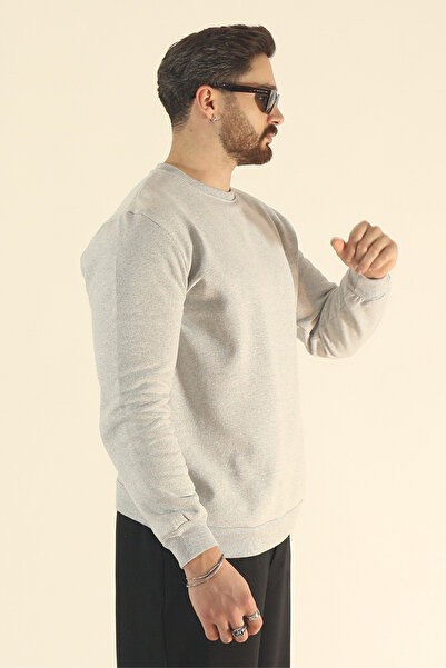 INFLUYENTE Men's Regular Winter Fleece-Lined Crew Neck Relaxed Fit Sweatshirt