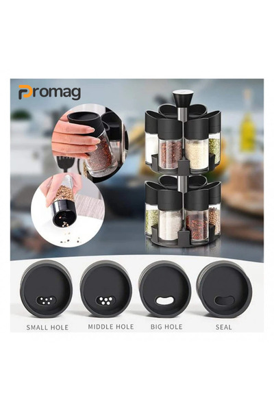 Promagg Set 12 recipiente pentru condimente cu suport rotativ, organizare practică și design elegant