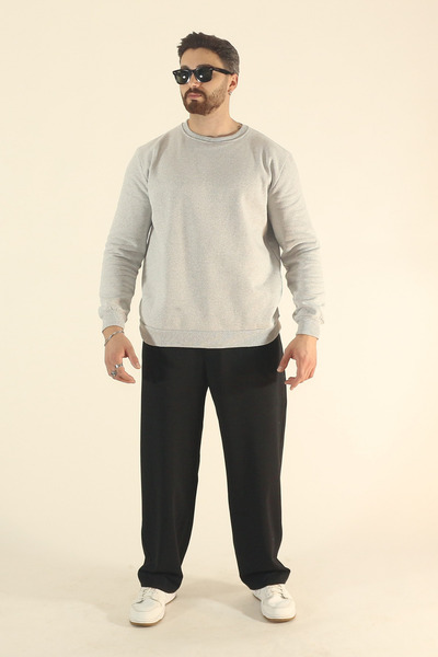 INFLUYENTE Men's Regular Winter Fleece-Lined Crew Neck Relaxed Fit Sweatshirt
