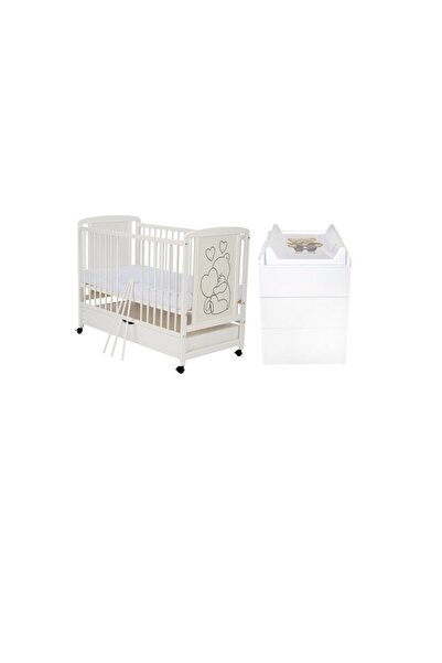 Qmini Set mobilier, Qmini: Patut din lemn de pin 120x60 cm + Saltea cocos, 12...