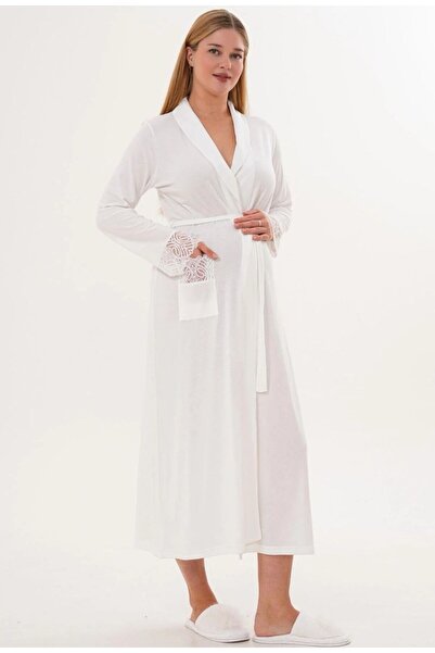 Lohusa Homewear Γυναικεία ελαστική ρόμπα σε χρώμα εκρού με ζώνη, ειδικού σχεδ...