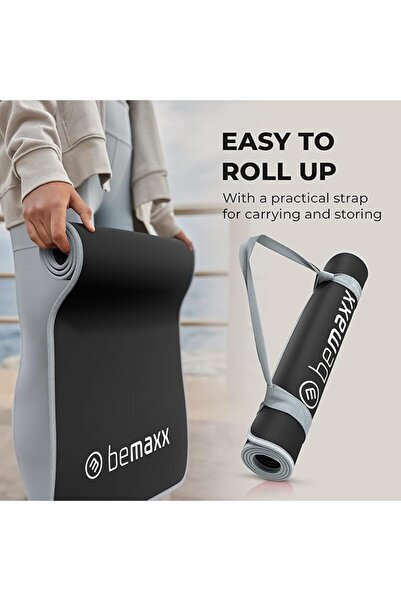 BeMaxx Training mat, for yoga, fitness, aerobics, pilates, floor exercises, Anti-slip, 183x61 cm, Black