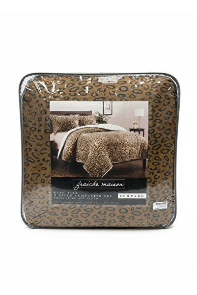 Bee Home Cheetah Printed Plush | 3-Piece Single Duvet Set
