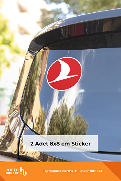 Hızlı Baskım Türk Hava Yolları Logo Etiket 8 cm 2 Adet | Araç Ön Cam Sticker ...