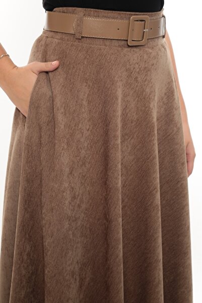 SORALLİNE Women's Flawless Skirt Winter 779 Chenille Velvet