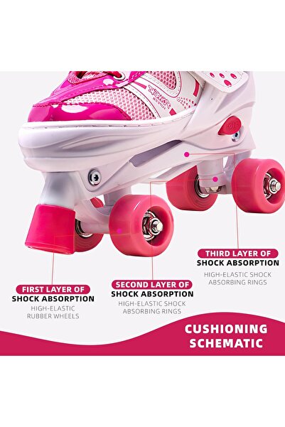 Rovyfota Roller Skates for Kids, Skate 4 Size Adjustable Roller Skates with Light up Wheels for Children
