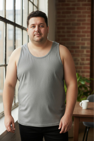 Erdenay Tekstil Large Size Cotton Men's Undershirt 6 Pack - Gray