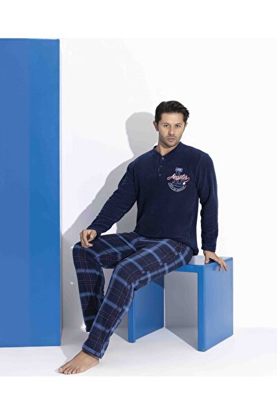 MEBA Erkek Baba-Oğul Önden İki Düğmeli Wellsoft Polar Pijama Takımı