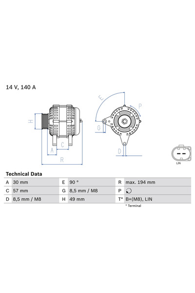 Bosch Generator / Alternator Audi A1/A3/Q3 Seat Ibiza 4/Leon
