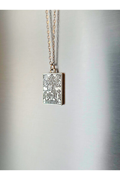 Atelier Nui بطاقات التارو، تميمة الحكم / بطاقة التارو القضائية، قلادة فولاذية...