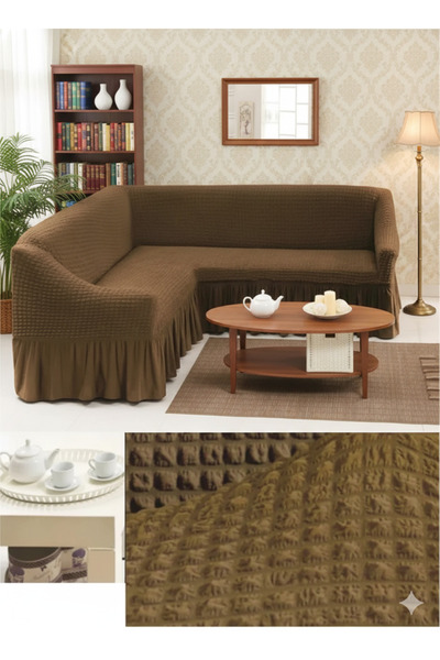 kutlale غطاء أريكة زاوية مقاس L مع تنورة ملتفة، مرن، قابل للتمدد، غطاء قياسي ...