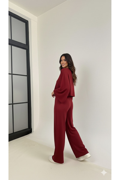 solena sln Women's Batwing Sleeve Blouse Pants Modal Set