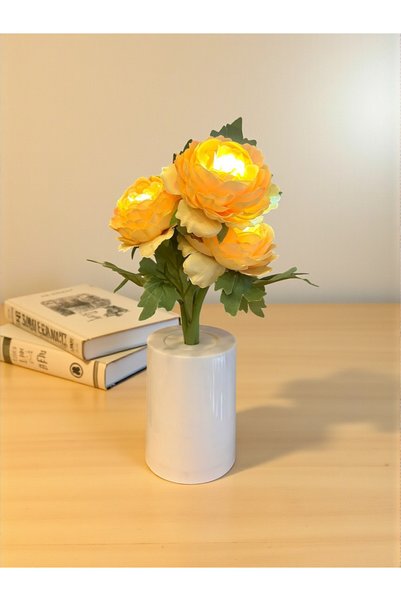 HEDİYE FİKRİ Joy and Wealth Shine Bright Yellow Peony Decorative Lamp