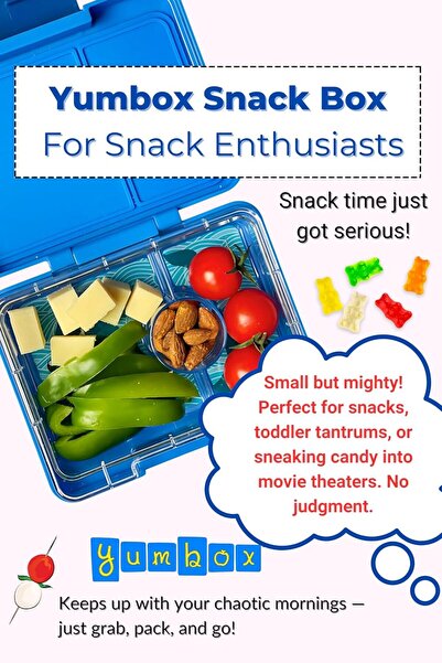 YumBox Snack Box - Leakproof BPA-Free 3-Compartment Snack Container (Surf Blue with Shark Tray)