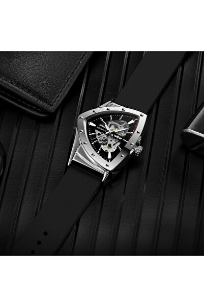 T-WINNER 8243 Black-Silver Mechanical Men's Watch – Luxury Design, 3ATM