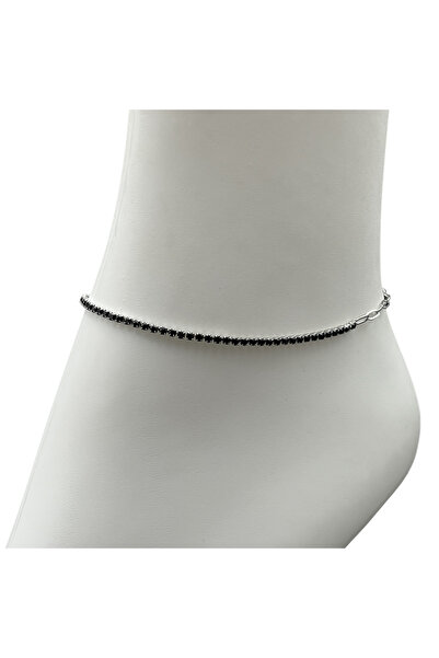 ElectraStore Black Tennis Anklet - C4057