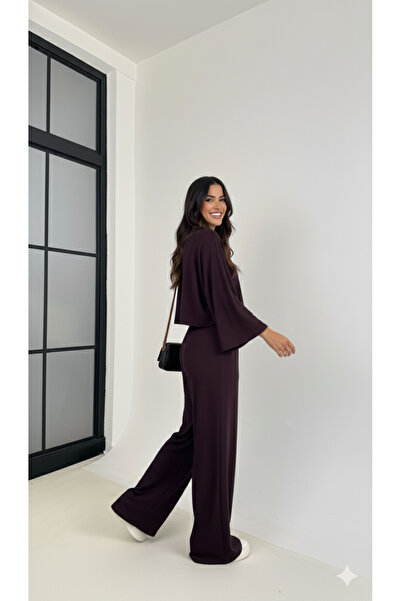 solena sln Γυναικείο Σετ Μπλούζα με μανίκια νυχτερίδας και παντελόνι Modal