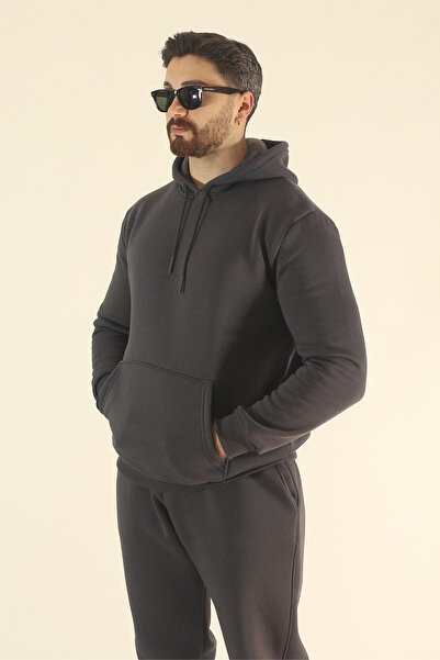 INFLUYENTE Ανδρικό χειμερινό φούτερ Jogger Σετ αθλητικής φόρμας- Regular Kangaroo Pocket με κουκούλα