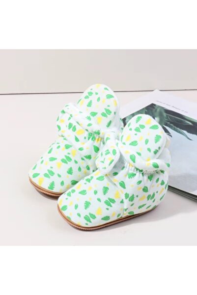 BebeNou Ghete albe pentru bebeluși cu imprimeu verde și galben