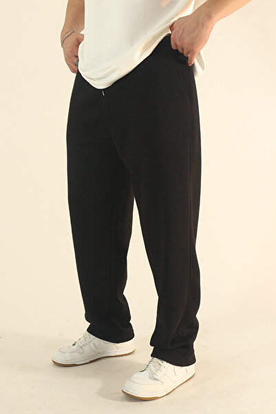 INFLUYENTE Ανδρικό φαρδύ χειμερινό φούτερ με φλις εσωτερικά, φαρδύ ύφασμα, φαρδύ πόδι