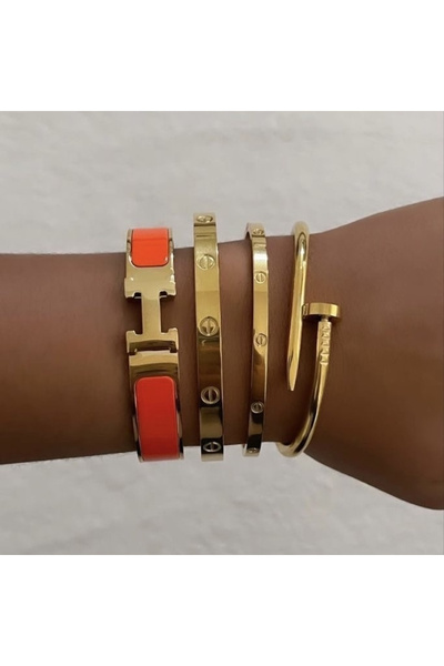 ElectraStore Set 4 Brățări Hermina Orange + LOVE + CUI - C4152