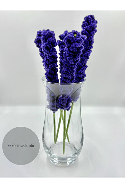 HENERA El Örgüsü Solmayan 5'li Mor Lavanta / Yapay Çiçek / Sevgililer Günü / ...