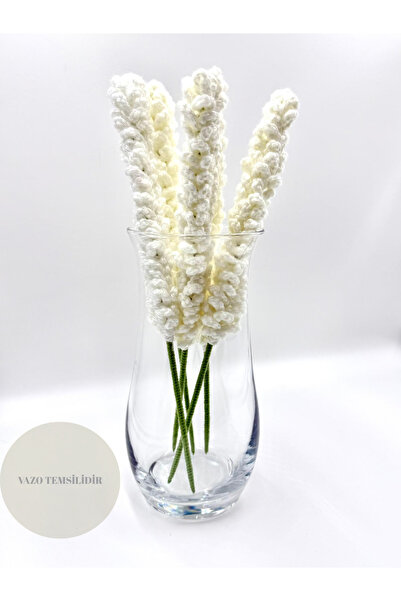 HENERA 5 قطع من الزهور البيضاء المحبوكة يدويًا غير قابلة للتلاشي / زهور صناعي...