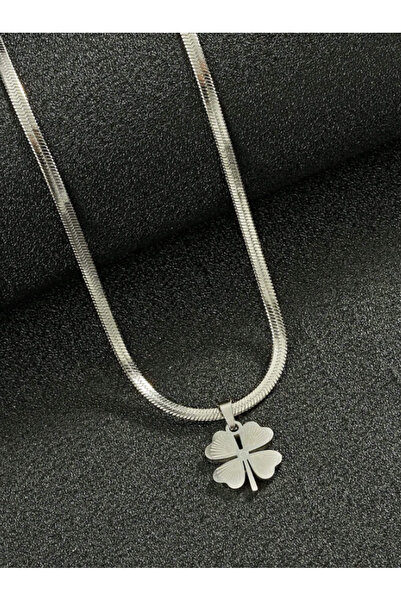 Inovius Colier Tip Sarpe, Pandantiv Trifoi, Argintiu - 771768S