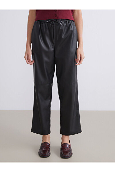 LC Waikiki Δερμάτινο γυναικείο παντελόνι με ελαστική μέση