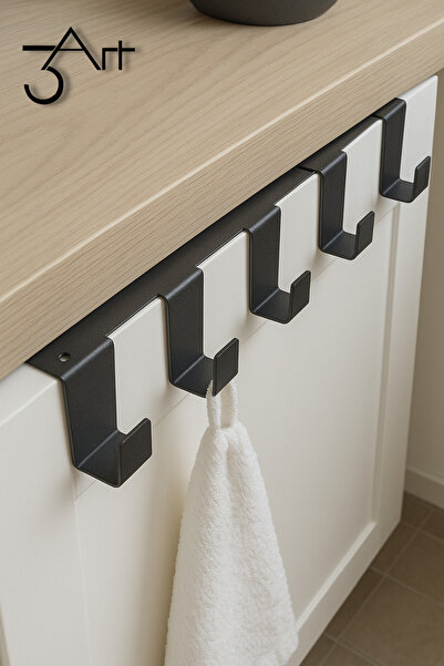 3art Metal 5'li Siyah Metal Dolap İçi Askılık - Mutfak Banyo ve Gardırop Düze...