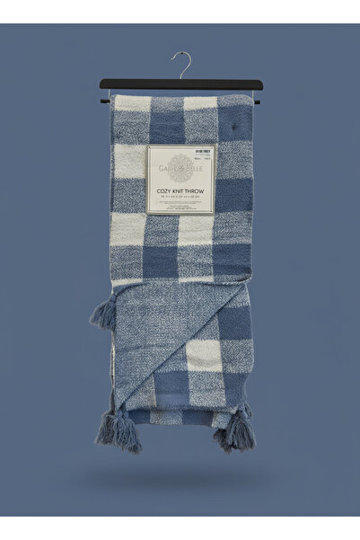 Bee Home كوزي نيت بوفالو بلو | شال فرو مفرد