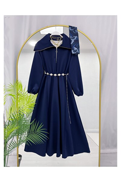 YEDİLALE ΜΑΚΡΥ ΦΟΡΕΜΑ ΜΕ ΖΩΝΗ ΚΑΙ ΦΕΡΜΟΥΑΡ ΜΠΡΟΣΤΑ [135 CM ORT,SM(36/38/40 ) lxl(42/44)]