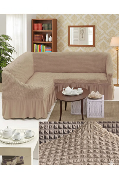 kutlale Husă pentru canapea de colț în formă de L cu fustă înfășurată, elasti...