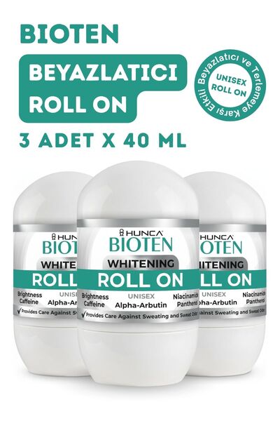 Hunca Care Bioten Ter Önleyici - Beyazlatıcı, Unisex Roll-On, ( 3 Adet X 40 ml )