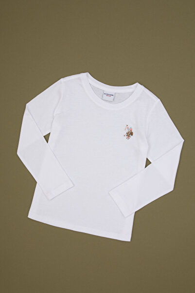 U.S. Polo Assn. Girl's White Crew Neck Basic Sweatshirt 50317915-Vr013