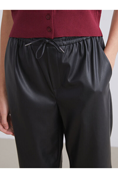 LC Waikiki Δερμάτινο γυναικείο παντελόνι με ελαστική μέση