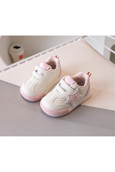 BebeNou Teniși albi pentru fete - Stea roz MBSXZ-P-777-3-SA46