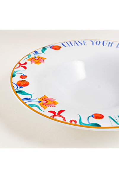 Zsa Zsa Zsu Lublın Porselen Makarna Tabağı 30x30x6.5 Cm Mavi - Yeşil