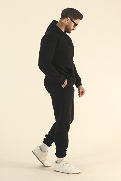 INFLUYENTE Ανδρικό χειμερινό φούτερ Jogger Σετ αθλητικής φόρμας- Regular Kangaroo Pocket με κουκούλα