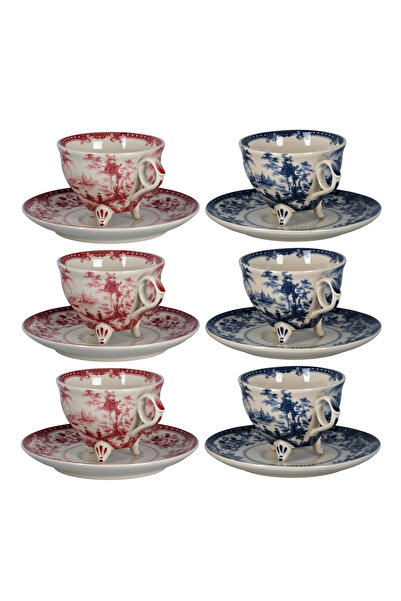 Lucky Art Florantine 6Li Cay Fincani Seti Kirmizi-Mavi 225cc