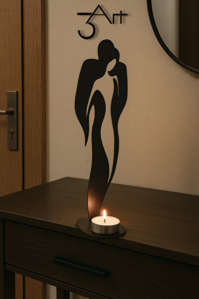 3art Metal Modern Siluet Figürlü Metal Mumluk - Dekoratif Masa Üstü Şamdan - ...