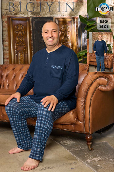 bigiyin Kışlık Erkek Pijama Takımı Büyük Beden Erkek Pijama Takımı Thermal Pijama Takımı Baba Takım