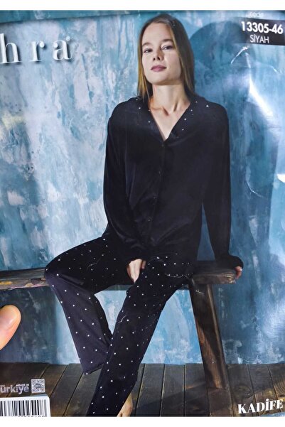 Mihra 13305-46 طقم بيجامة شتوية نسائية من القطيفة