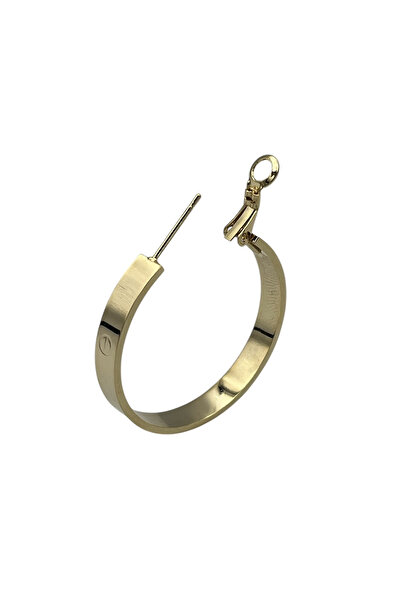 ElectraStore Round Golden Earrings LOVE - C42111