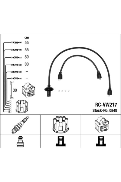 NGK Set Cablaj Aprinder Porsche 356 Cupe/356/Speedster/912 Vw K 70/Kaefer