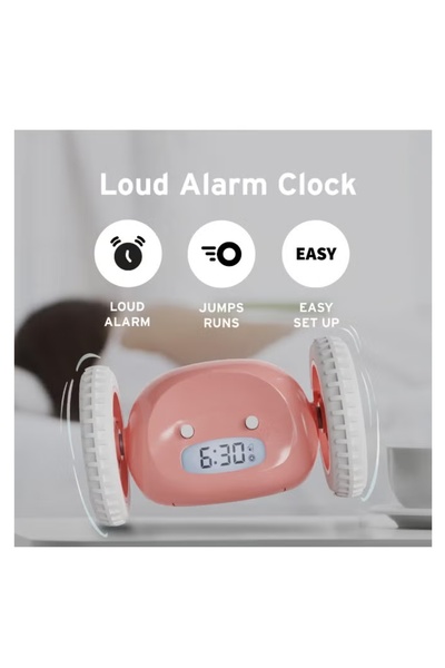 Generic Runaway Wheels Alarm Clock Anti-Snooze 95dB Loud & Vibration For Heavy Sleepers